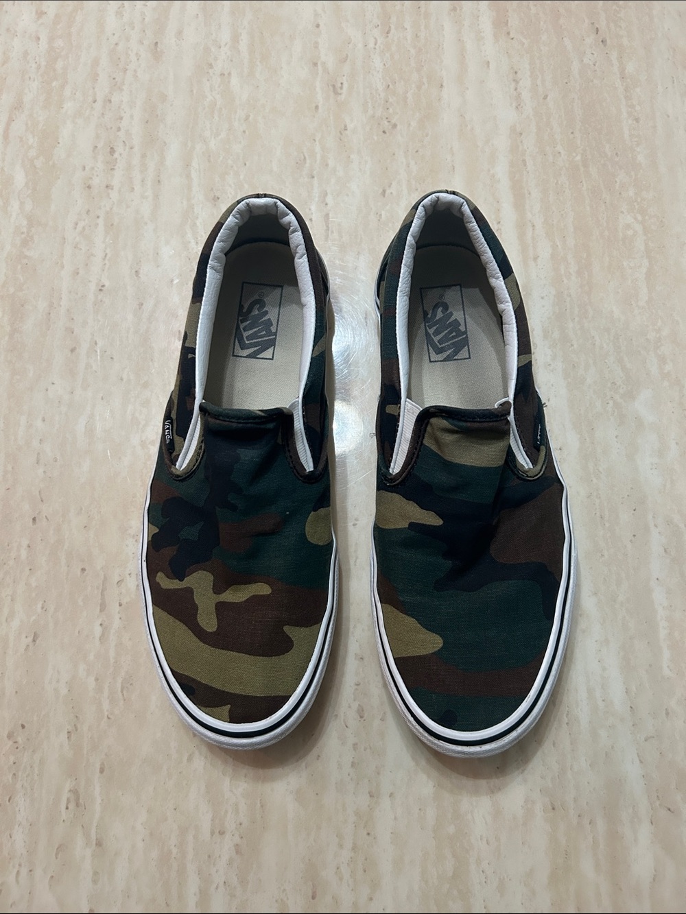 Vans Woodland Camo Slip-On Sneakers - Green & Brown